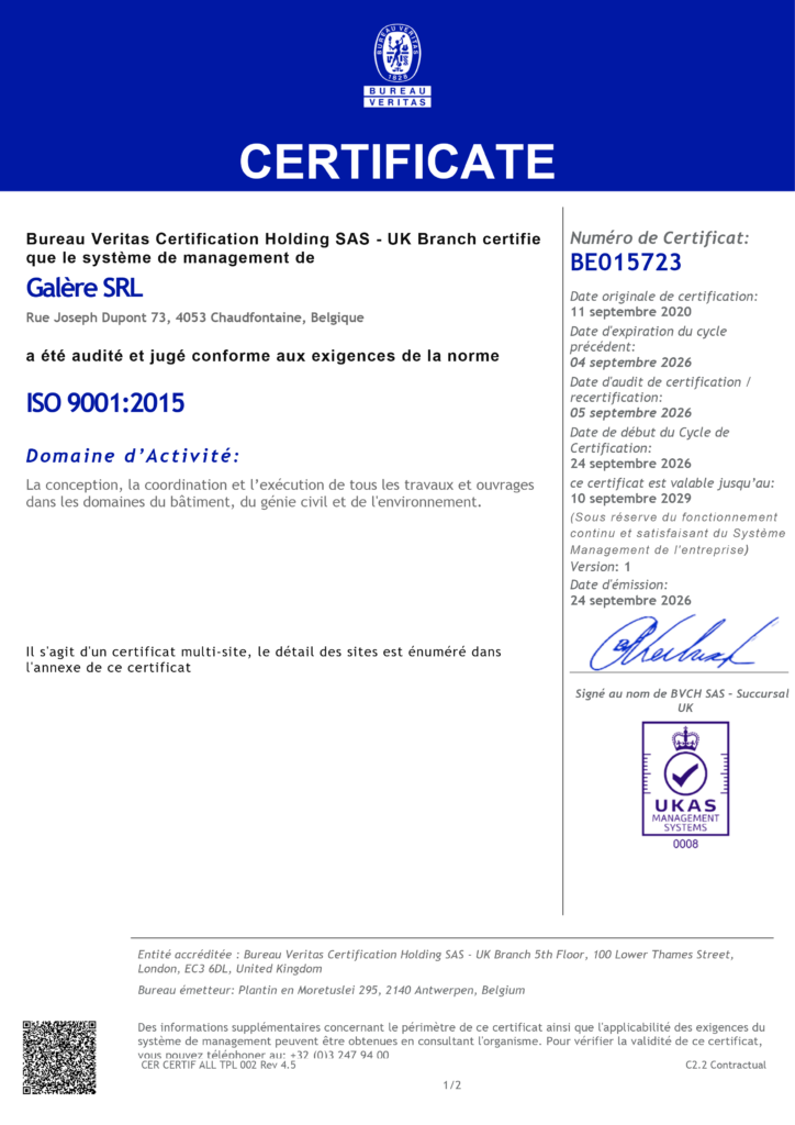 E Certificate Galere SRL BE015723 ISO 9001 2026 2029 1